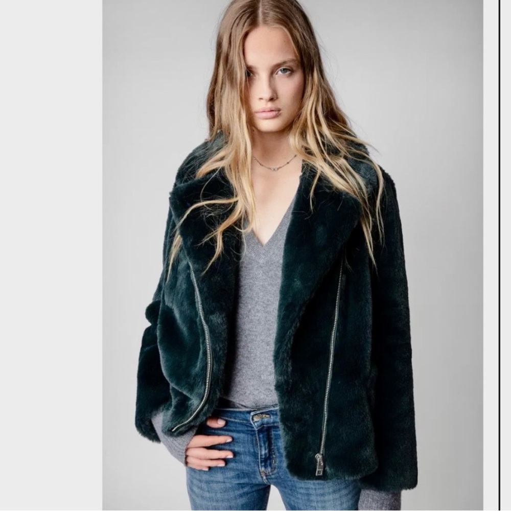 Zadig & Voltaire Green Faux Fur Jacket (Size XS/S)